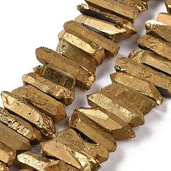Natürliche Quarzkristallspitzen, Perlenstränge, gefärbt, Nuggets, 15~30x4~8x4~7 mm, Bohrung: 1 mm, 8 Zoll