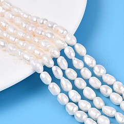 Hebras de perlas de agua dulce cultivadas naturales, dos lados pulidos, blanco cremoso, 6~12x5~7x5~7mm, agujero: 0.6 mm, aproximamente 37~39 pcs / cadena, 12.99~13.39 pulgada (33~34 cm)