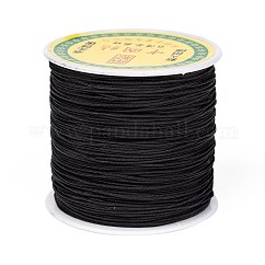 Cordon tressé en nylon, Cordon à nouer chinois pour la création de bijoux en perles et macramé., noir, 1mm, environ 98.42 yards (90 m)/rouleau