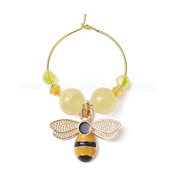Abejas y dijes de copa de vino esmaltados de aleación de panal&nbsp;AJEW-JO00220