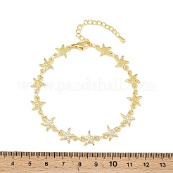 Bracelets à maillons en laiton micro pavé en oxyde de zirconium transparent pour femmes&nbsp;BJEW-A090-11E-G