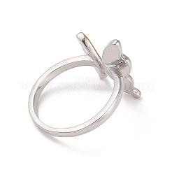 Bague de manchette ouverte papillon en laiton bicolore&nbsp;RJEW-B050-03