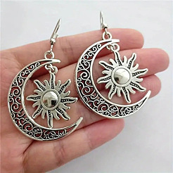 Boucles d'oreilles pendantes en alliage lune et soleil&nbsp;FS-WG4E656-01