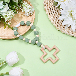 Ornamenti pendenti con perline di legno e silicone&nbsp;HJEW-BM00069