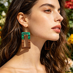 Boucles d'oreilles pendantes en fer et acrylique pour femmes&nbsp;WG17F36-01