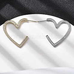 Micro cuore ottone spianare orecchini zirconi&nbsp;EJEW-F395-01A