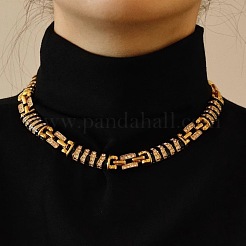 Halskette aus einer Legierung aus Kristall-Strassen mit Emaille-Zebra-Rechteckgliederkette für Damen&nbsp;FS-WG7F485-01
