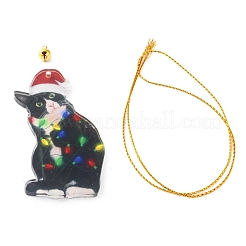 Décoration de pendentif en acrylique en forme de chat de noël&nbsp;HJEW-E007-01G-07