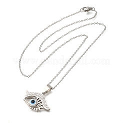 Colliers à chaîne en acier inoxydable 201 avec pendentif en cristal et strass mauvais œil&nbsp;NJEW-Q002-03P