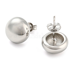 Boucles d'oreilles rondes et plates en laiton plaqué à crémaillère&nbsp;EJEW-P242-08P