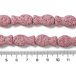 Brins de perles de pierre de lave naturelle teintées de poisson&nbsp;G-O126-01A-12