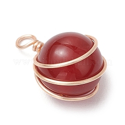 4 stücke 4 arten natürliche rose quarz & aventurin & amethyst & karneol kupfer draht gewickelt ball anhänger&nbsp;PALLOY-TA00217-01