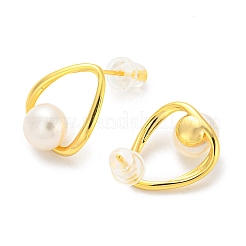 Pendientes de lágrima de latón con cuentas de perlas naturales&nbsp;EJEW-Z020-03G