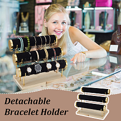 3-stufiger T-Bar-Armbandständer aus Samtmetall&nbsp;AJEW-WH0816-129G-B