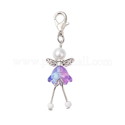 10 pz. decorazioni pendenti in vetro a forma di angelo con fiore&nbsp;HJEW-JM03560