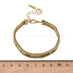 Bracelets doubles rangs en acier inoxydable 304 et verre&nbsp;BJEW-F540-08G