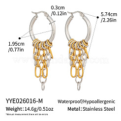 Pendientes de aro con borla y cadena de acero inoxidable 304 para mujer&nbsp;HJ6544-2