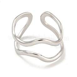 Anello polsino aperto irregolare in acciaio inossidabile 304 anti-ossidazione per donna&nbsp;RJEW-A043-26P