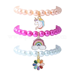 3 Stück Stretch-Armbänder aus ABS-Kunststoff in 3 Farben&nbsp;BJEW-JB11584