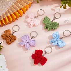 6 x Anhänger-Dekoration aus Strickfaser mit Schleife.&nbsp;KEYC-FH00049