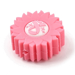Silikonperlen mit rosa Schleifenmotiv zur Sensibilisierung für Brustkrebs&nbsp;SL-CBA6E7F-01B