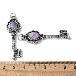 Chiave ottone lepidolite naturale grandi pendenti&nbsp;KK-D361-01AS-21