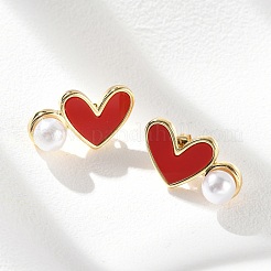 Orecchini a bottone in ottone a forma di cuore&nbsp;EJEW-C141-01G-03