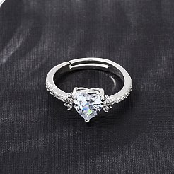 Messing Micro Pave Zirkonia Manschette offene Ringe&nbsp;CU-CBA5C10-09P