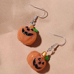 Halloween-Kürbis-Ohrhänger aus Kunststoff und Kunstharz&nbsp;FS-WGC9740-01