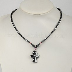 Valentines cadeau de jour pour petit ami non-magnétiques colliers d'hématite synthétique&nbsp;NJEW-E002-34