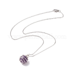 Collana con ciondolo a gabbia in pietra preziosa naturale con catene in acciaio inossidabile 304 per donna&nbsp;X-NJEW-JN03905-01