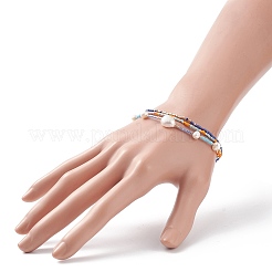 Set di braccialetti elasticizzati con perline di semi di vetro e perle naturali in stile 3 pz 3 per donna&nbsp;BJEW-JB08891