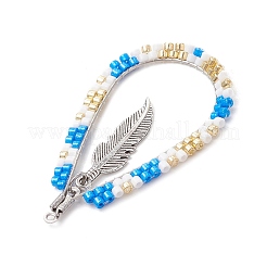 3 pz 3 colori stile bohemia perline di vetro a goccia con pendenti di piume&nbsp;PALLOY-MZ00589