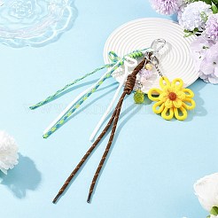Handgefertigte Anhängerdekorationen aus gewebter Blume&nbsp;HJEW-JM04421-03