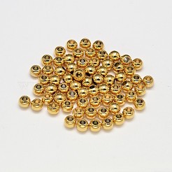 Perles d'espacement rondes en laiton plaquées sur crémaillère&nbsp;KK-I598-03G-RS