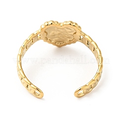 Placcatura ionica (ip) 304 acciaio inossidabile cuore con la parola ti amo anello polsino aperto per le donne&nbsp;RJEW-I085-06G
