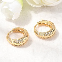 Boucles d'oreilles créoles en laiton zircon cubique micro pavé&nbsp;EJEW-F391-02G