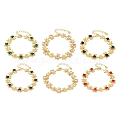 Pulseras de eslabones de latón con micro pavé de circonitas cúbicas para mujer&nbsp;BJEW-K248-05G