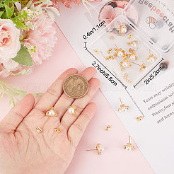 16 pièce de boucles d'oreilles à tige en laiton en forme de fleur&nbsp;KK-BBC0007-07