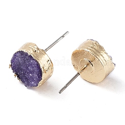 Clous d'oreilles en agate naturelle de Druzy&nbsp;EJEW-L168-02E