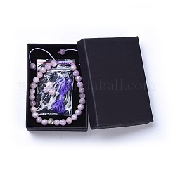 Bracelets de perles tressées en kunzite naturelle&nbsp;BJEW-JB04243-01