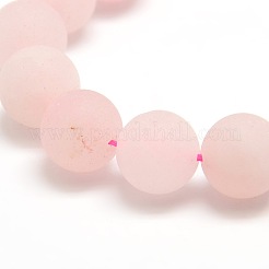 Gefrostet natürlichen Rosenquarz runde Perle Stränge&nbsp;G-M064-12mm-09