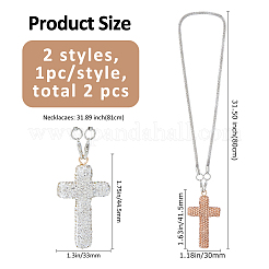 2 colgante de cruz de rhinestone de hierro de 2 colores&nbsp;IFIN-FH0001-95