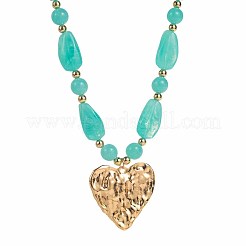 Collane con perline in resina con ciondolo a forma di cuore in lega di zinco per donna&nbsp;FS-WG268AD-05