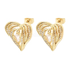 Orecchini a bottone in ottone con zirconi chiari e micro pavè&nbsp;KK-CBA5B62-04G