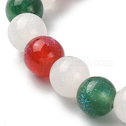 Bracciale elasticizzato con perline rotonde in resina con ciondoli natalizi in lega di smalto&nbsp;BJEW-JB09525