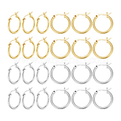 12 paio di orecchini a cerchio in ottone a 2 colori&nbsp;EJEW-PH0001-41
