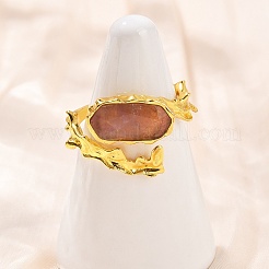 Ovale natürliche Amethyst-Manschettenringe&nbsp;RJEW-K286-07G