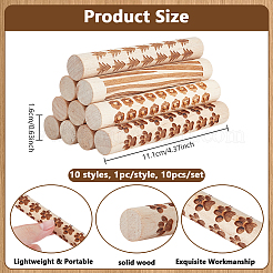 10 rouleau à pâtisserie en bois de 10 styles&nbsp;DIY-WH0308-835