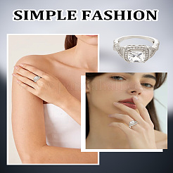 1 Stück Messing-Fingerringe mit Mikropflaster und klarem Zirkonia für Damen&nbsp;RJEW-LP0001-36